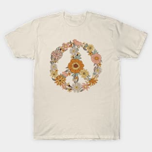 Peace Sign Floral For Plantlovers and Floral Lovers T-Shirt